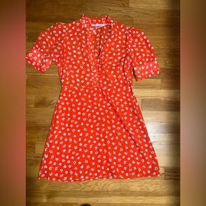 Zara floral printed orange dress with rhinestones